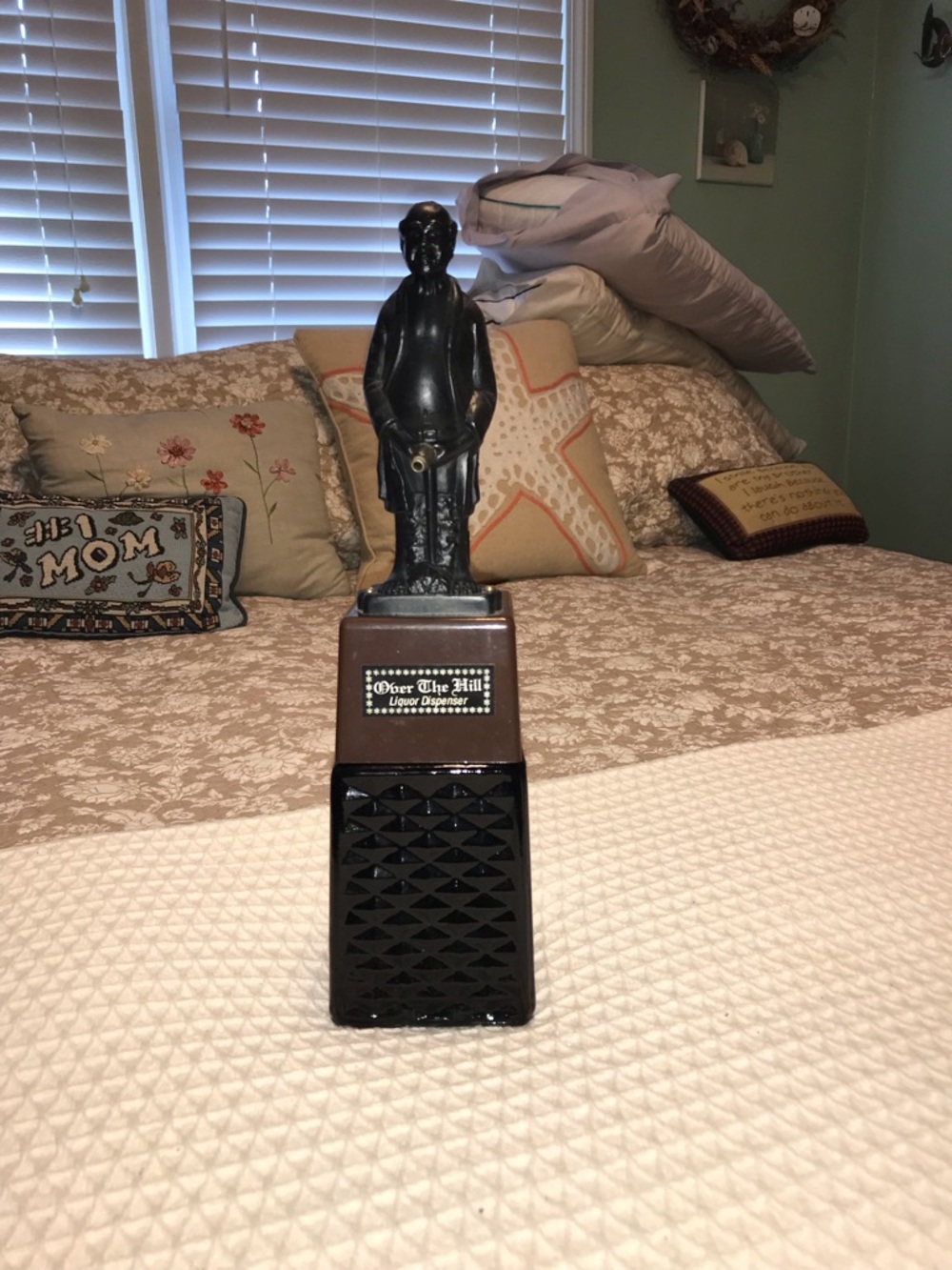 Vintage Black Figural Liquor Dispenser Bottle